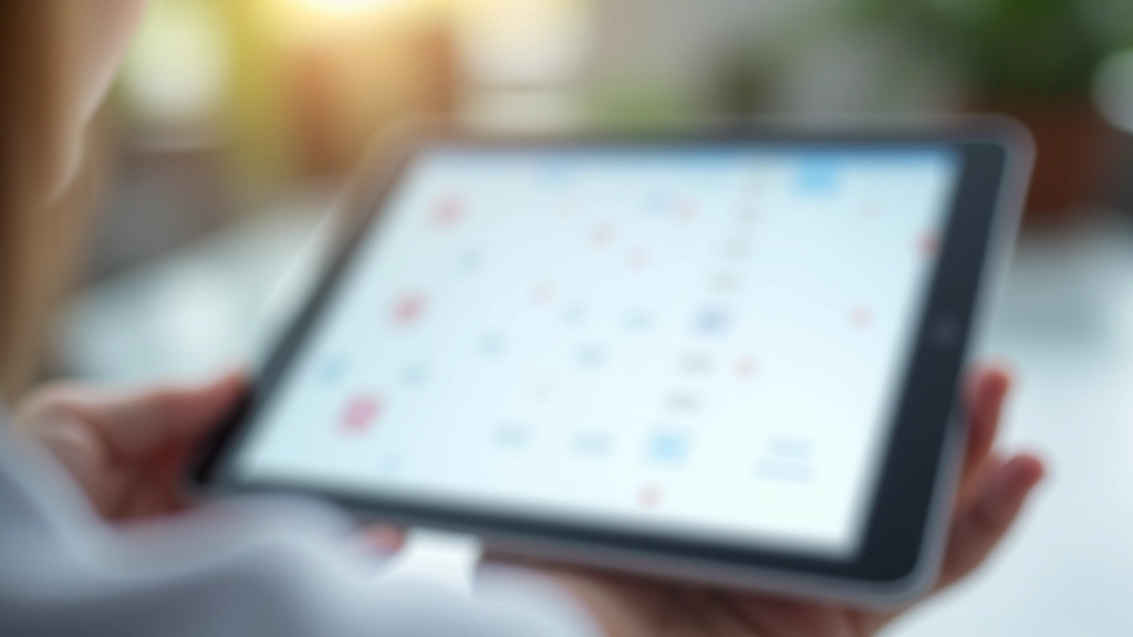 Programare zilnică pe un tablet sau carnet, cu ore marcate și activități planificate